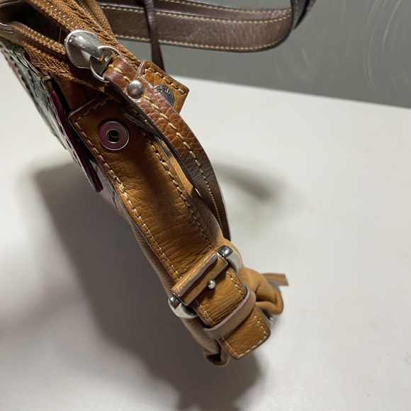 Fossil Vintage Patchwork Leather Crossbody Bag Cross Body Shoulder Adj. Strap - Picture 5 of 11